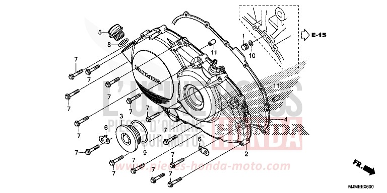 PANNEAU CARTER-MOTEUR D. de VFR800X "Crossrunner" CANDY PROMINENCE RED (R342) 2017